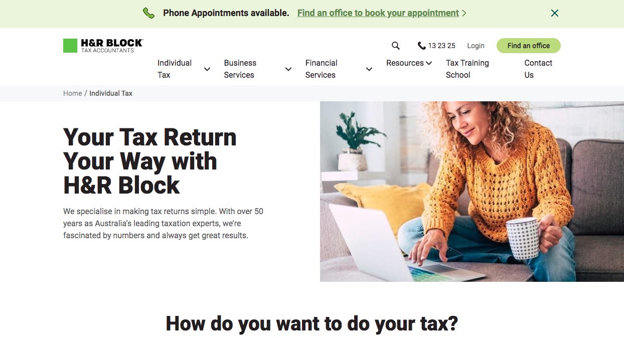 h & r block individual tax returns online australia